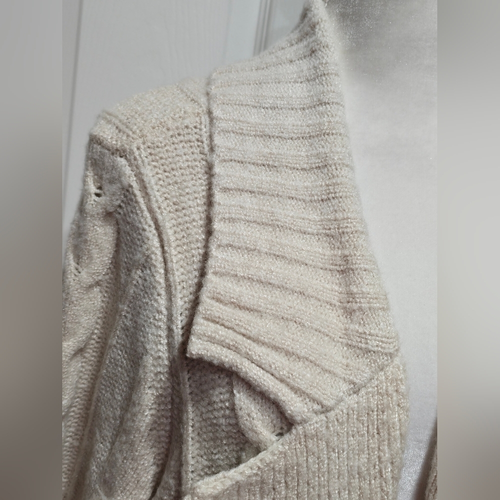 Torrid Chunky Coatigan Cream Cable Knit Sweater Duster Jacket - Picture 4 of 15